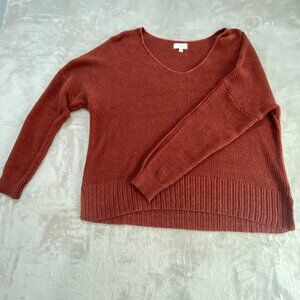 Lucky Brand Burnt Orange V-Neck Long Sleeve Sweater Size XL